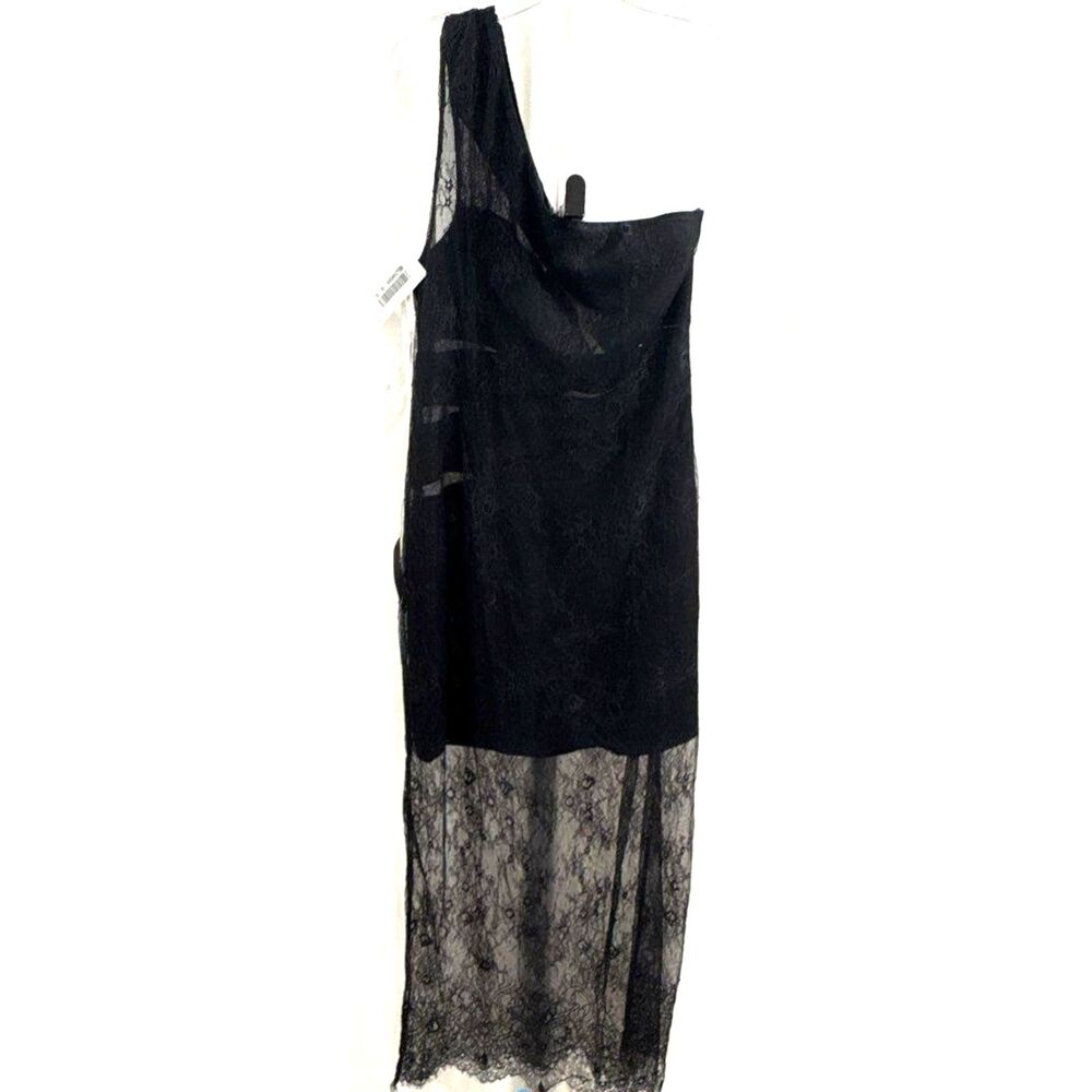 Lulus Black Lace One Shoulder Maxi Dress NWT Sensational Flirt Formal Gown